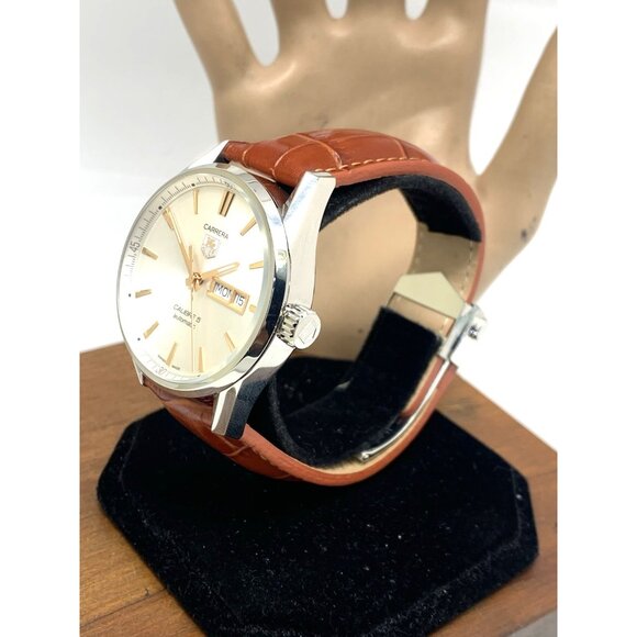 Tag Heuer Carrera Calibre 5 Men's Watch WAR201D-1 Swiss Automatic Brown Leather - Picture 2 of 14